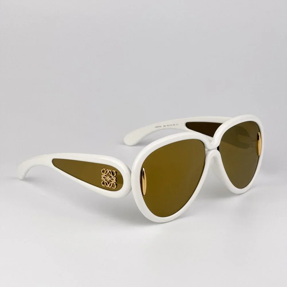 Loewe x Paula’s Ibiza Sunglasses – Ivory Pilot Frame Brown Gold LW40132I 25G